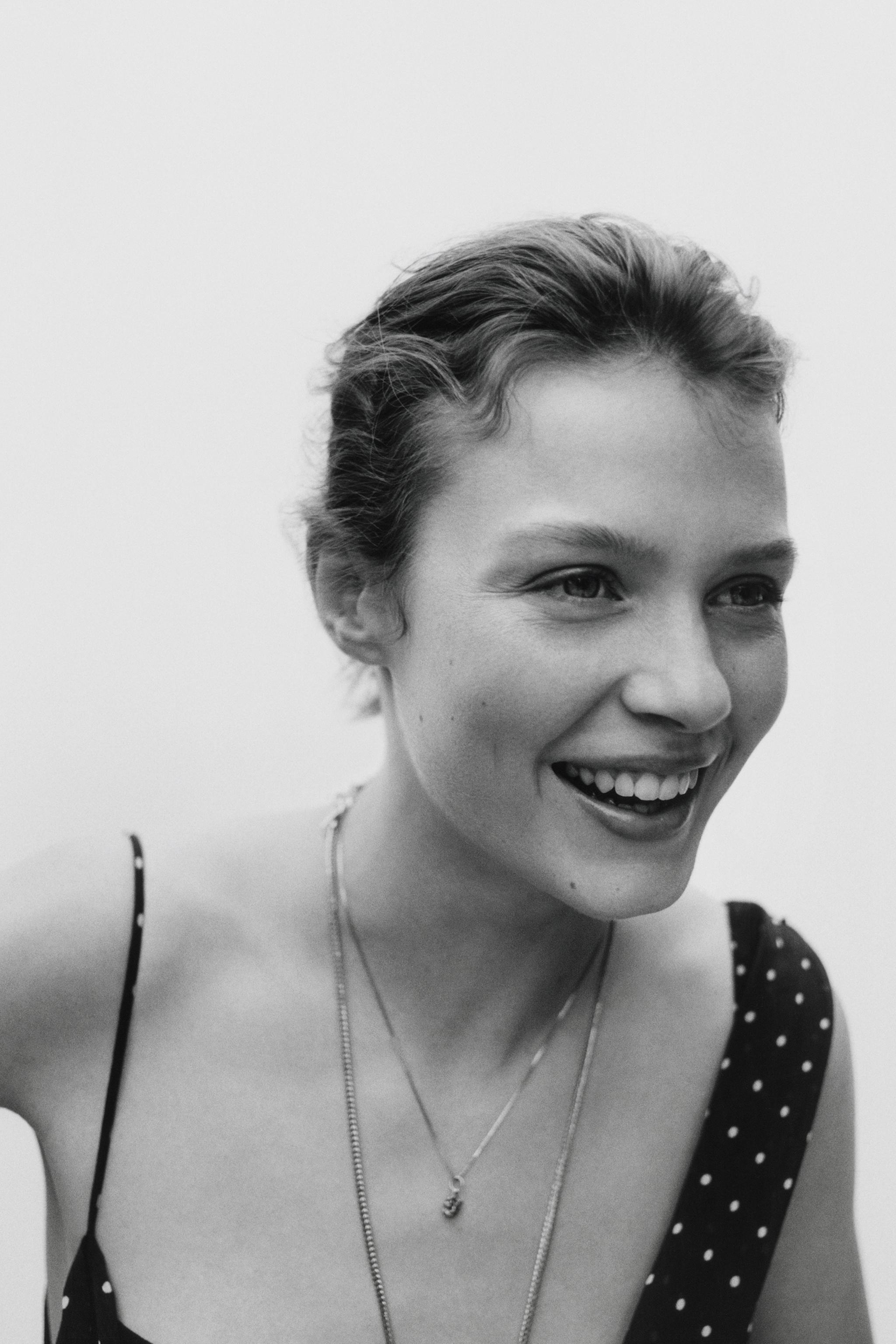 DRAPED NECK POLKA DOT DRESS